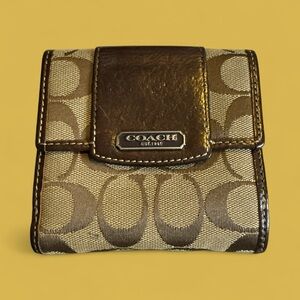 COACH Signature Bifold Brown Canvas wallet EUC